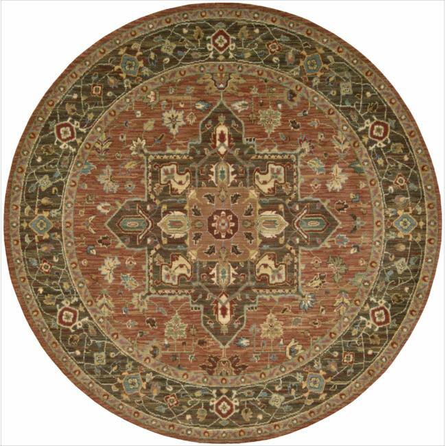 Nourison Living Treasures Area Rug - 5'10" Round - Rust/Red - Runner/Round