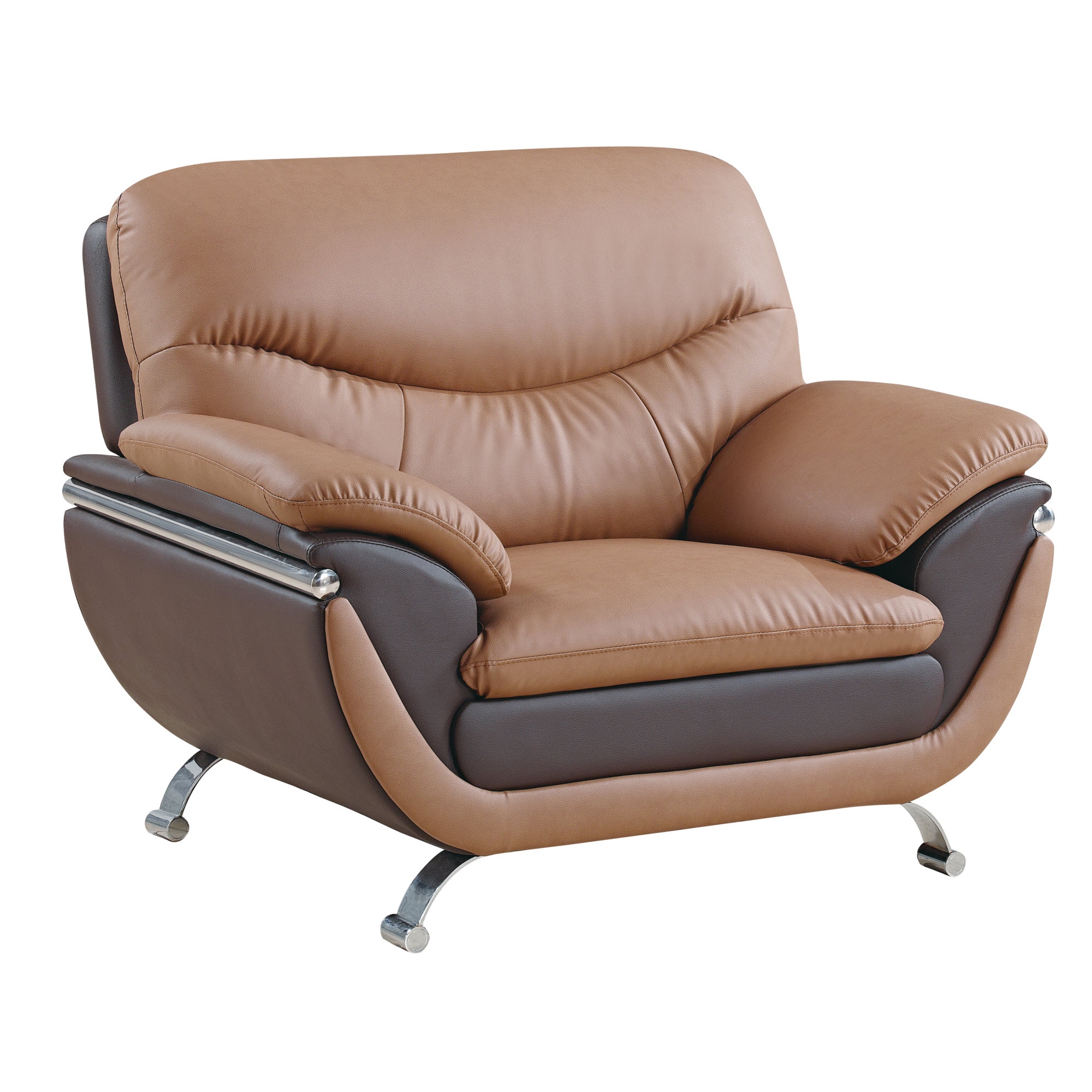 Two tone Light Brown Dark Brown Bonded Leather Chair Bed Bath