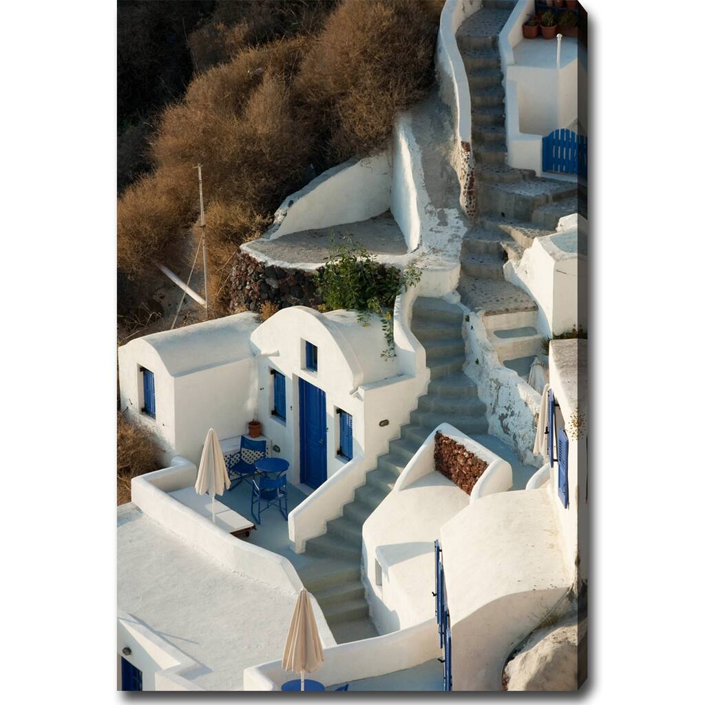 'Santorini, Greece' Gallery-wrapped Canvas Art - White