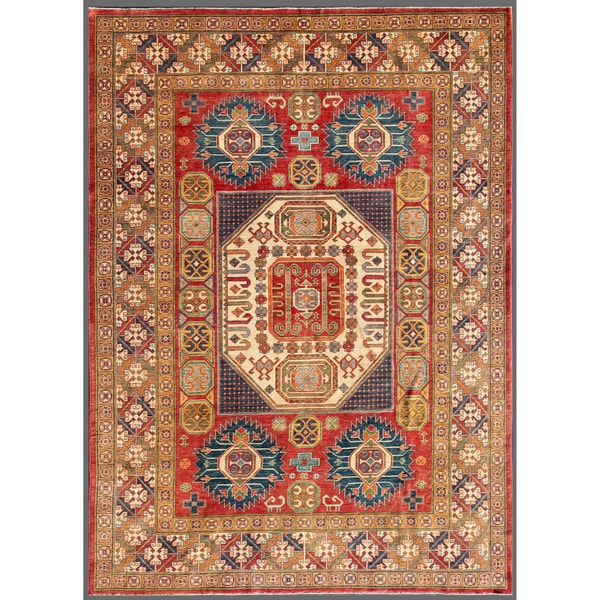 Afghan Hand knotted Kazak Red/ Ivory Wool Rug (8'6 x 11'11) 7x9   10x14 Rugs