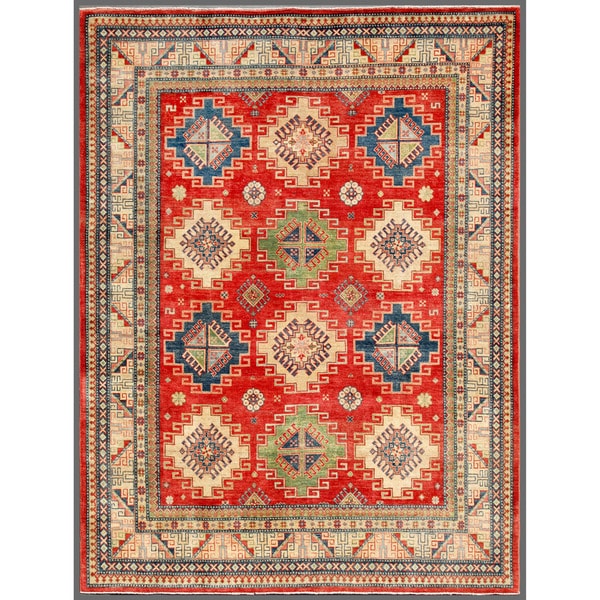 Afghan Hand knotted Kazak Red/ Ivory Wool Rug (7'11 x 10'4) 7x9   10x14 Rugs