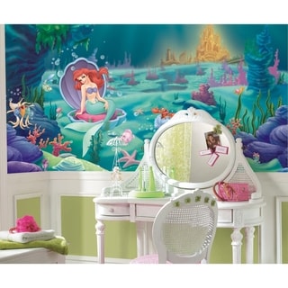 The Little Mermaid Chair Rail Prepasted Wall Art Mural (6' x 10.5')