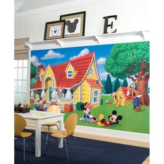 Mickey & Friends Chair Rail Prepasted Wall Art Mural (6' x 10.5')