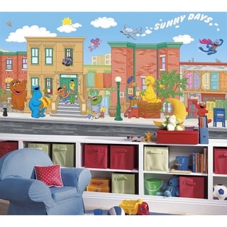 Sesame Street Chair Rail Prepasted Wall Art Mural (6' x 10.5')