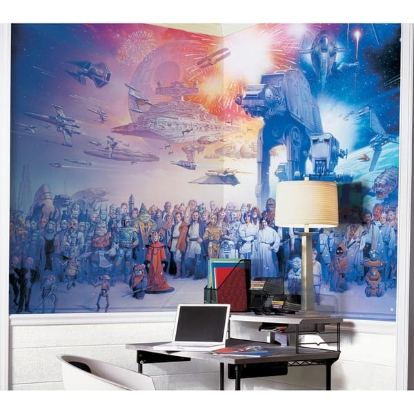 slide 1 of 2, Star Wars Saga Chair Rail Prepasted Wall Art Mural (6' x 10.5')