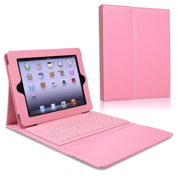 BasAcc Pink Stand Leather Case with Bluetooth Keyboard for Apple iPad 2 ...