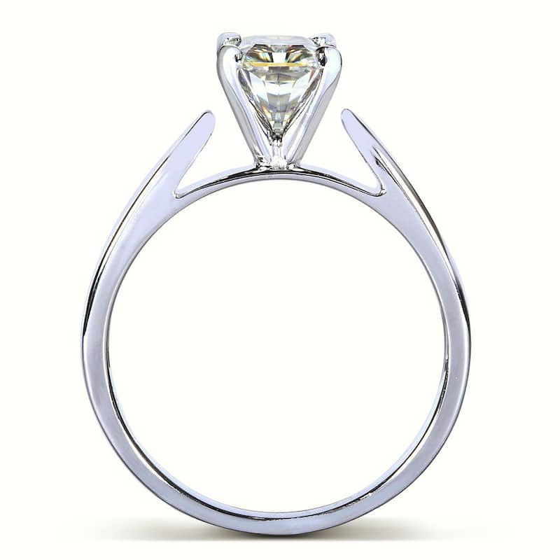 Annello by Kobelli 14k White Gold 1 1/5ct Radiant Moissanite (HI) Solitaire 4-prong Engagement Ring