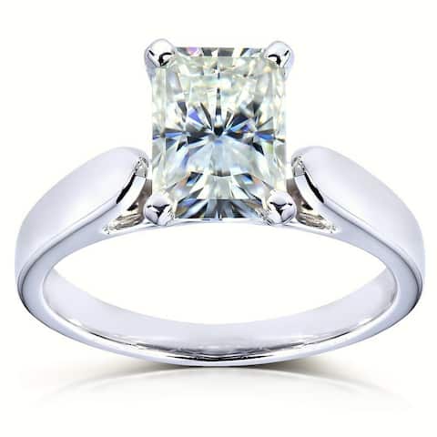 Annello by Kobelli 14k White Gold 1 1/5ct Radiant Moissanite (HI) Solitaire 4-prong Engagement Ring