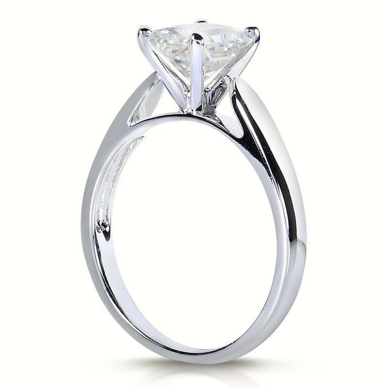 Annello by Kobelli 14k White Gold 1 1/5ct Radiant Moissanite (HI) Solitaire 4-prong Engagement Ring