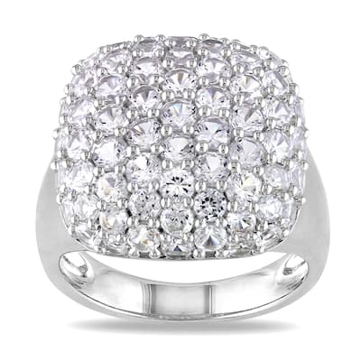 Miadora Sterling Silver Created White Sapphire Cocktail Cluster Ring