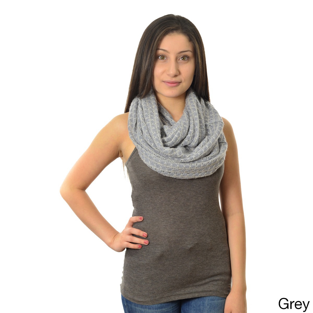 La77 Womens Metallic Loop Scarf