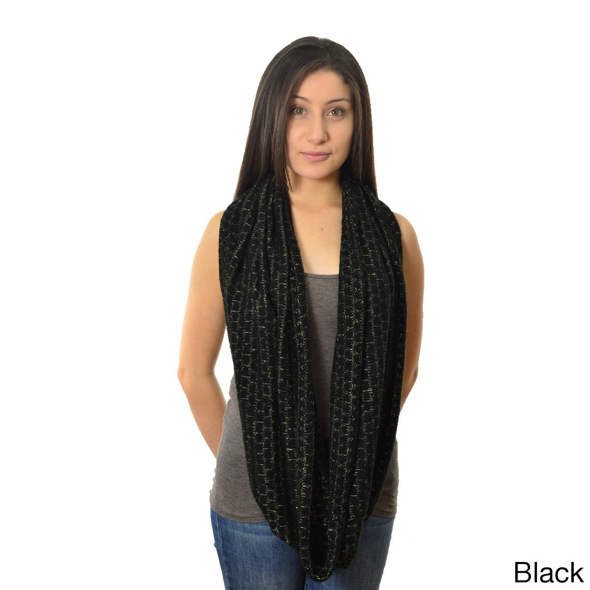 La77 Womens Metallic Loop Scarf