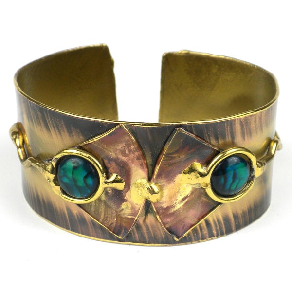 Shop Handmade Paua Shell and Brass Ocean Cuff (South Africa) Free