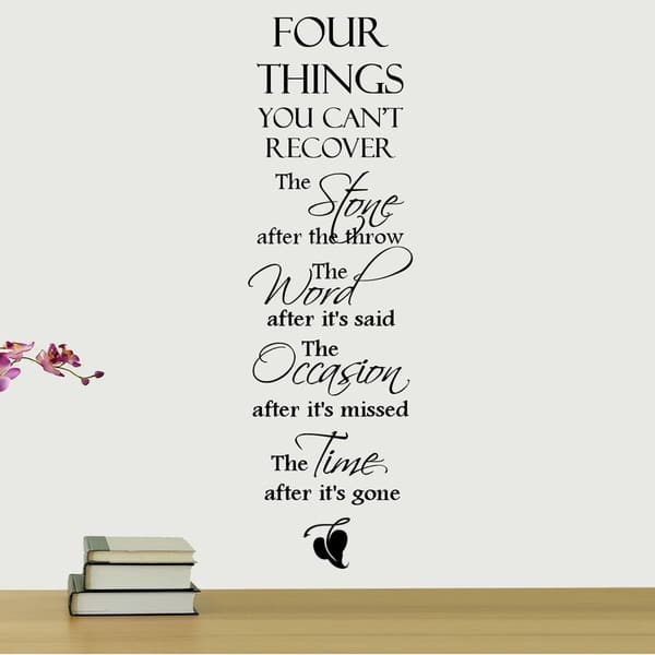 'Four Things You Can't Recover.....' Vinyl Wall Quote Art Decal - Bed ...