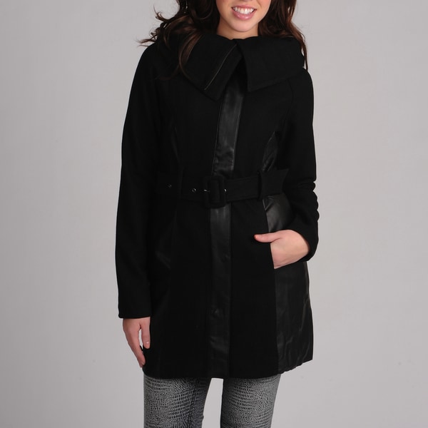 Latte Black Juniors Black Belted Walker Jacket  ™ Shopping