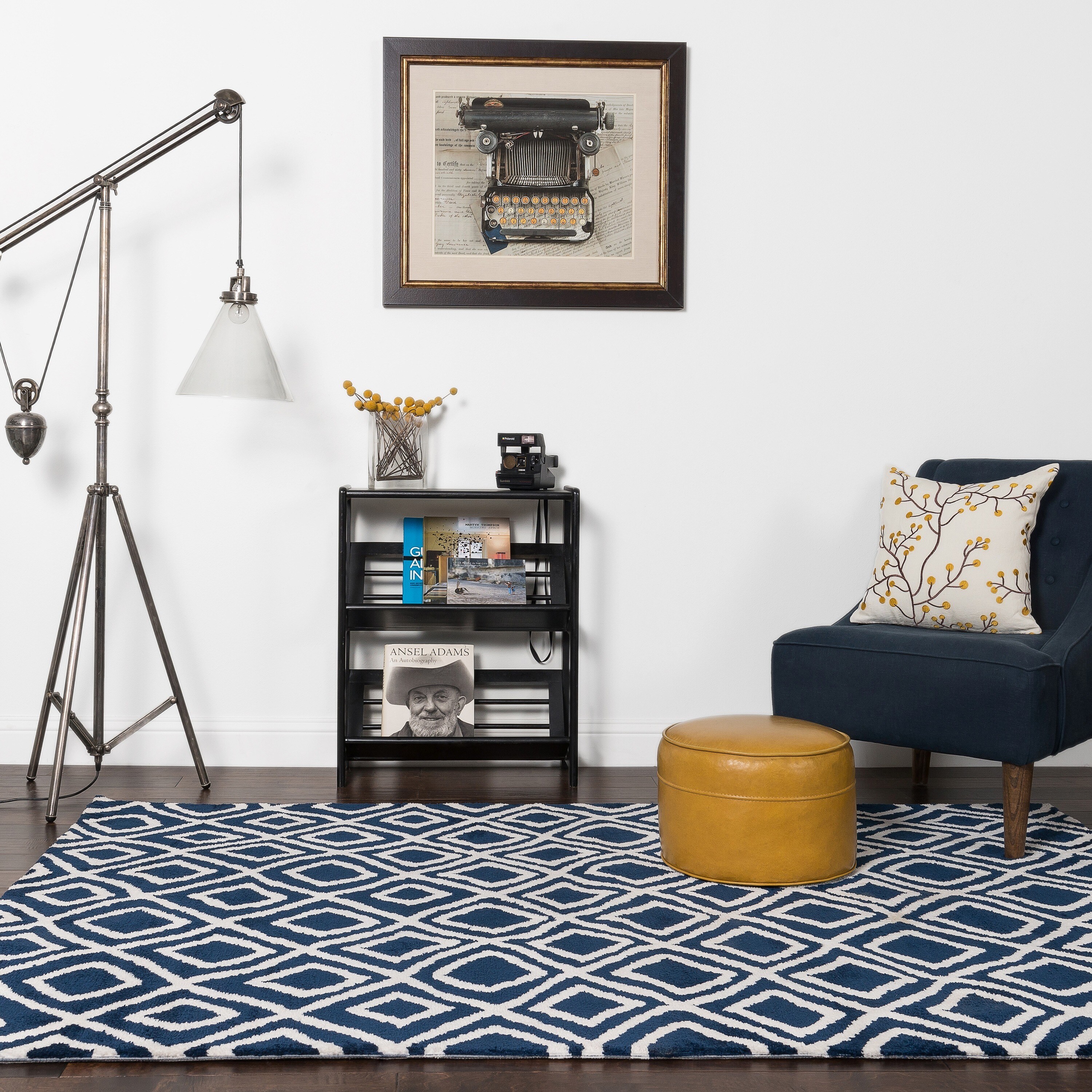 Shop Microfiber Woven Harlow Navy Rug 3'6 x 5'6 On Sale Free