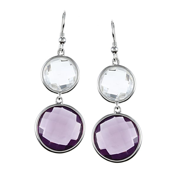 La Preciosa Sterling Silver Amethyst and White Quartz Earrings La Preciosa Gemstone Earrings