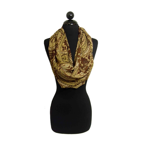 Peach Couture Women's Brown Paisley Loop Scarf. Opens flyout.