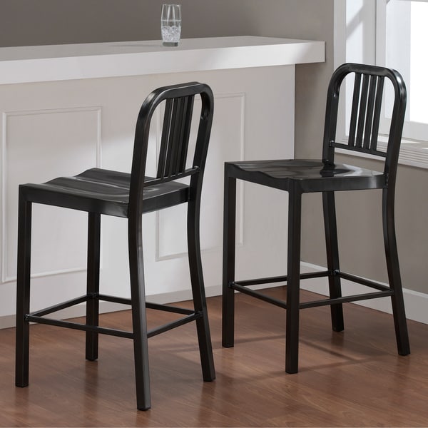 Shop Charcoal Metal Counter Stools (Set of 2) - Free Shipping Today