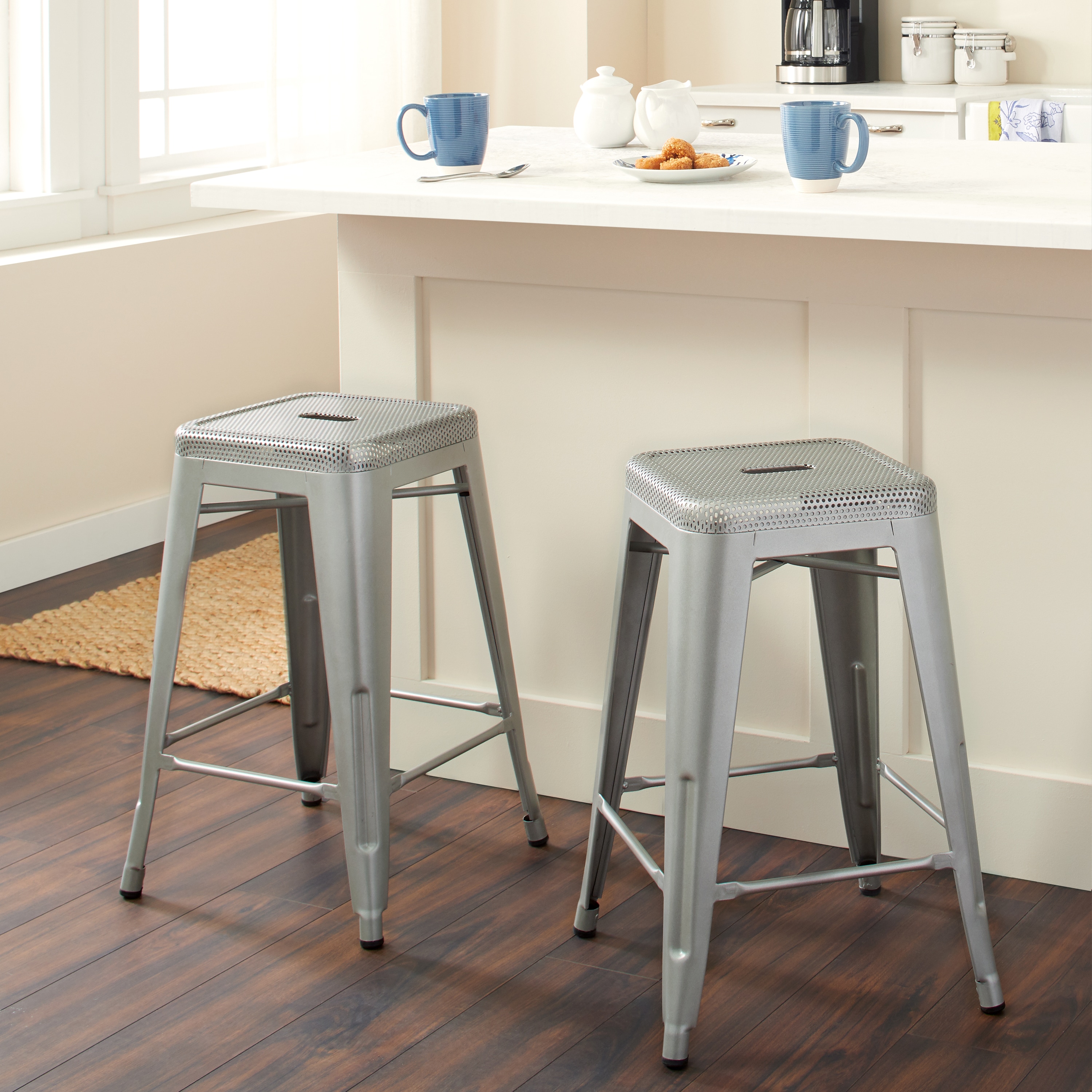 Tabouret 24 inch Perforated Steel Counter Stools (Set of 2) Today $99