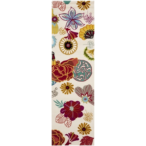 Safavieh Hand-Hooked Four Seasons Ivory / Red Polyester Rug - 2'3 x 8'