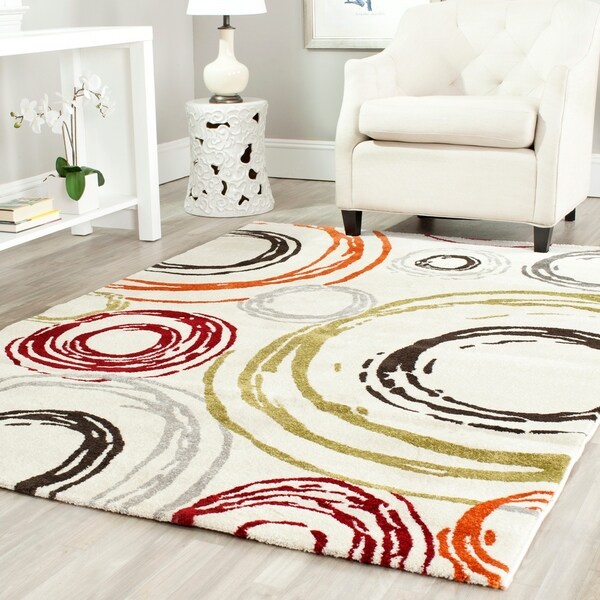 Safavieh Porcello Contemporary Circles Ivory/ Red Rug - 5'3' x 7'7'
