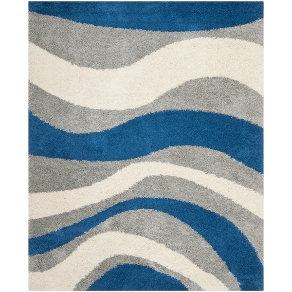 Safavieh Deco Shag Blue/ Grey Waves Area Rug (8' x 10') Free Shipping