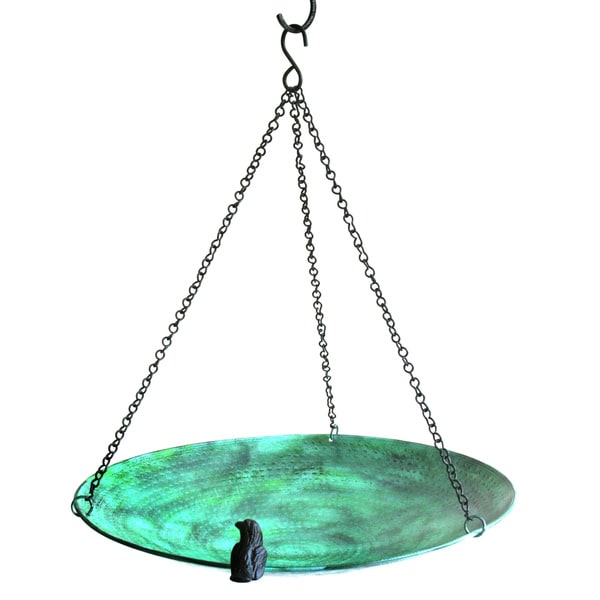 Verdigris Steel Large 18 inch Hanging Birdbath Birdfeeders & Birdbaths