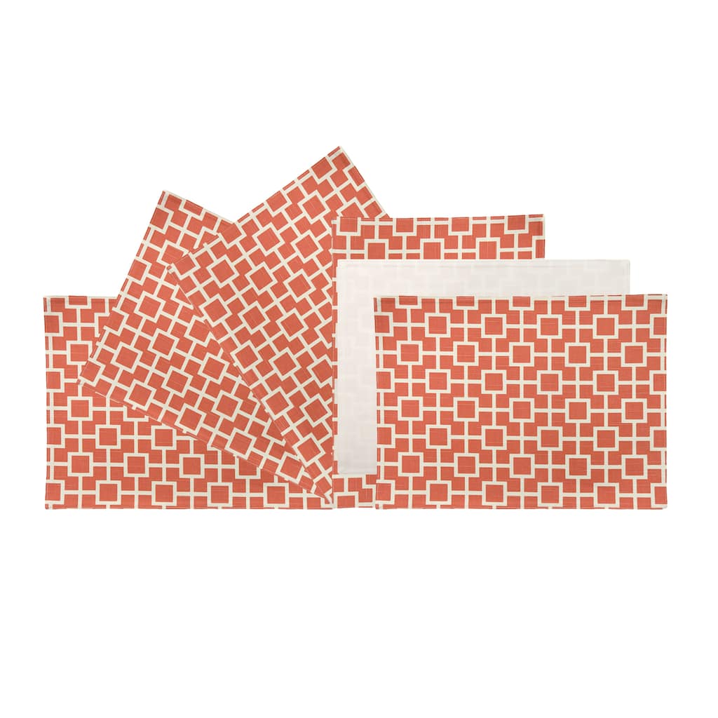 Rose Tree Coral and White Quadrille Place Mats (Set of 6)