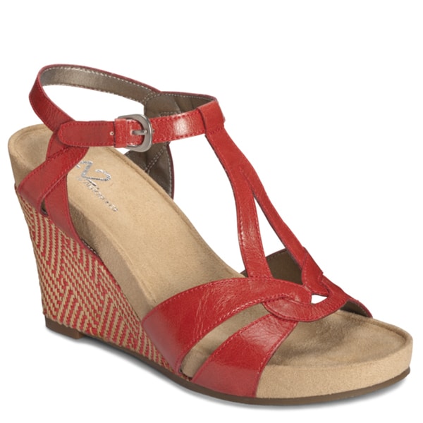 A2 by Aerosoles Women's Red 'Plushfever' Wedge Sandals - Free Shipping ...