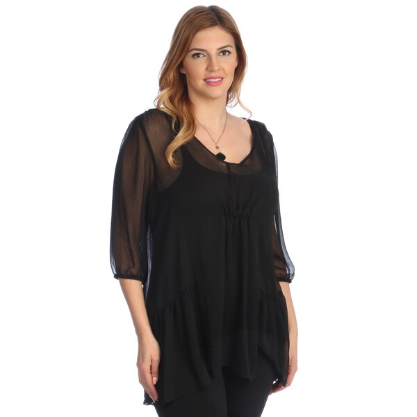 Black Peplum Chiffon Dress