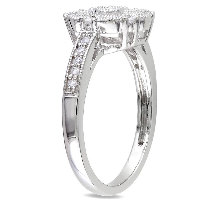 Miadora Sterling Silver Created White Sapphire Flower Cluster Ring