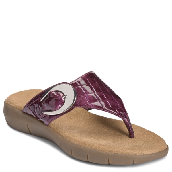 A2 by Aerosoles Women's 'Wipline' Man Made Croc Embossed Berry Flip Flops A2 by Aerosoles Sandals