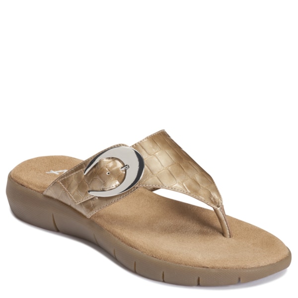 A2 by Aerosoles Women's 'Wipline' Man Made Croc Embossed Taupe Flip Flops A2 by Aerosoles Sandals