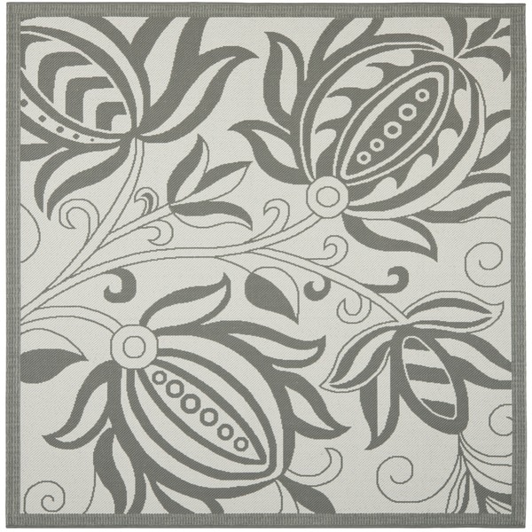 Safavieh Courtyard Bloom Light Grey/ Anthracite Indoor/ Outdoor Rug - 6'7 Square