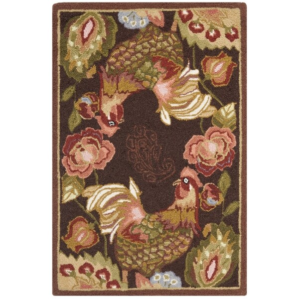 Safavieh Hand-hooked Chelsea Roosters Maroon Wool Rug - 1'8" x 2'6"