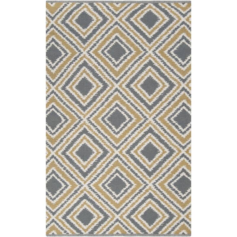 Hand-woven Tioga Gold Wool Area Rug - 2' x 3' - 2' x 3' - 2' x 3' - Yellow/Grey