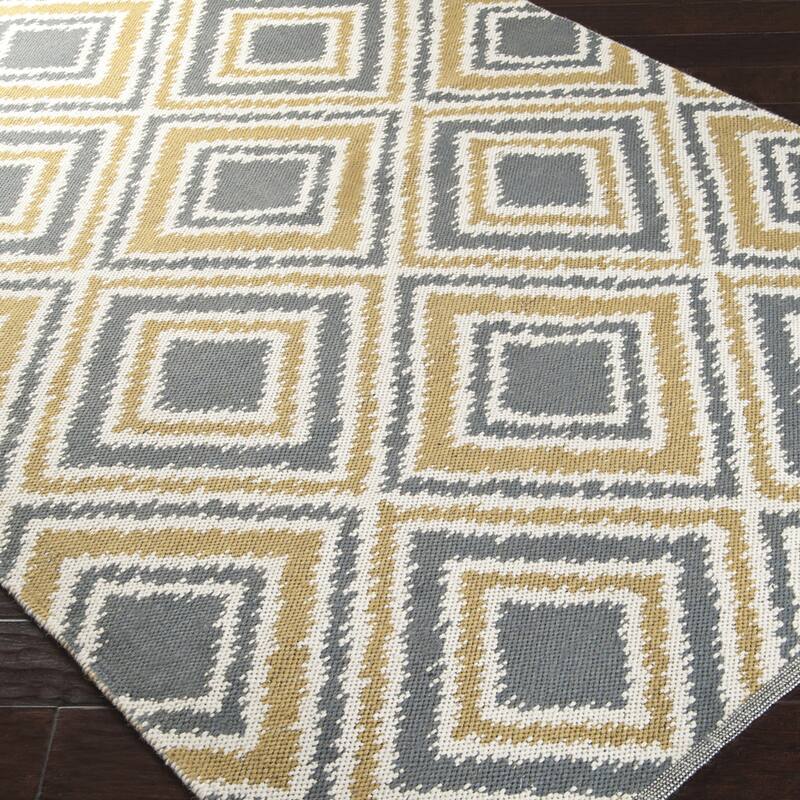 Hand-woven Tioga Gold Wool Area Rug - 2' x 3' - 2' x 3'