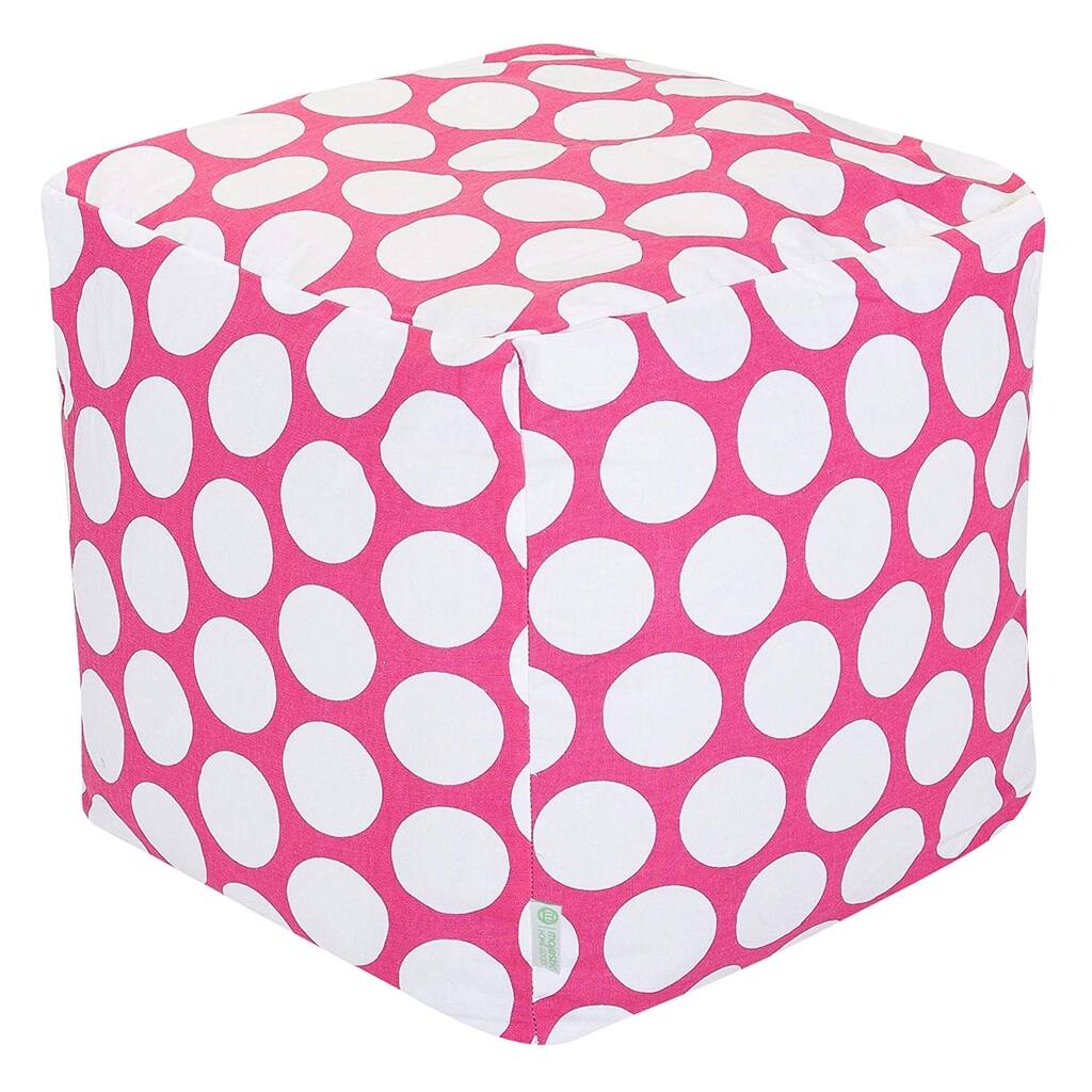 Majestic Home Goods Large Polka Dot Indoor Ottoman Pouf Cube - Small