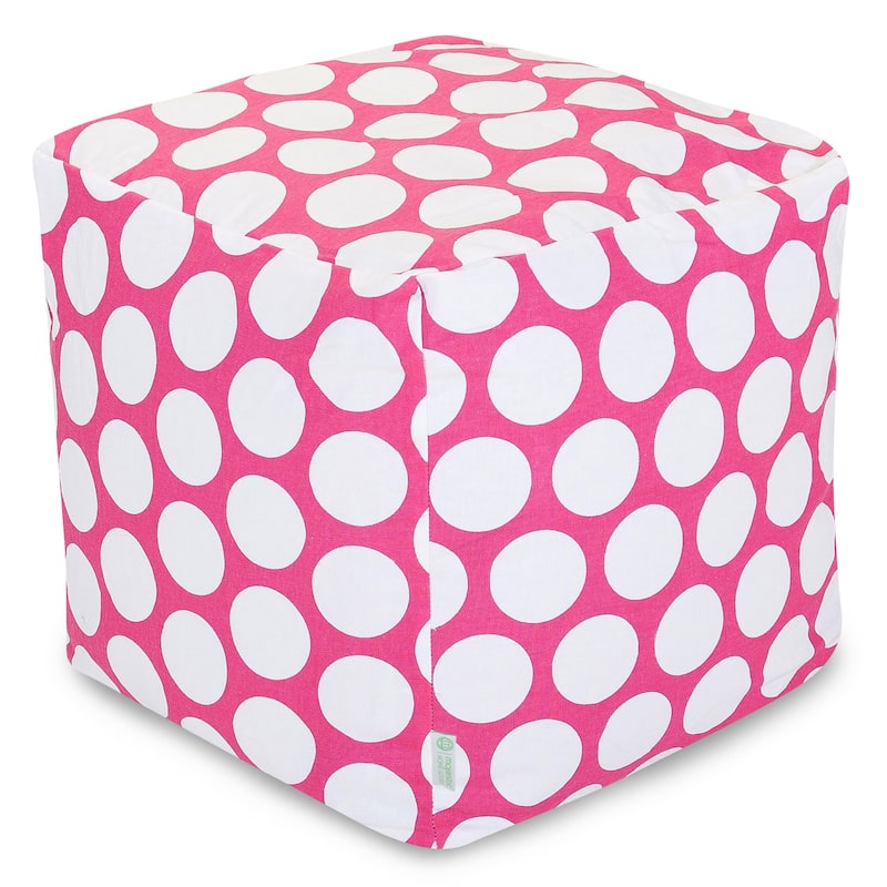 Majestic Home Goods Large Polka Dot Indoor Ottoman Pouf Cube - Small - Hot Pink
