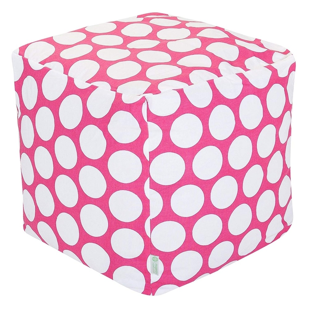 Majestic Home Goods Large Polka Dot Indoor Ottoman Pouf Cube - Small