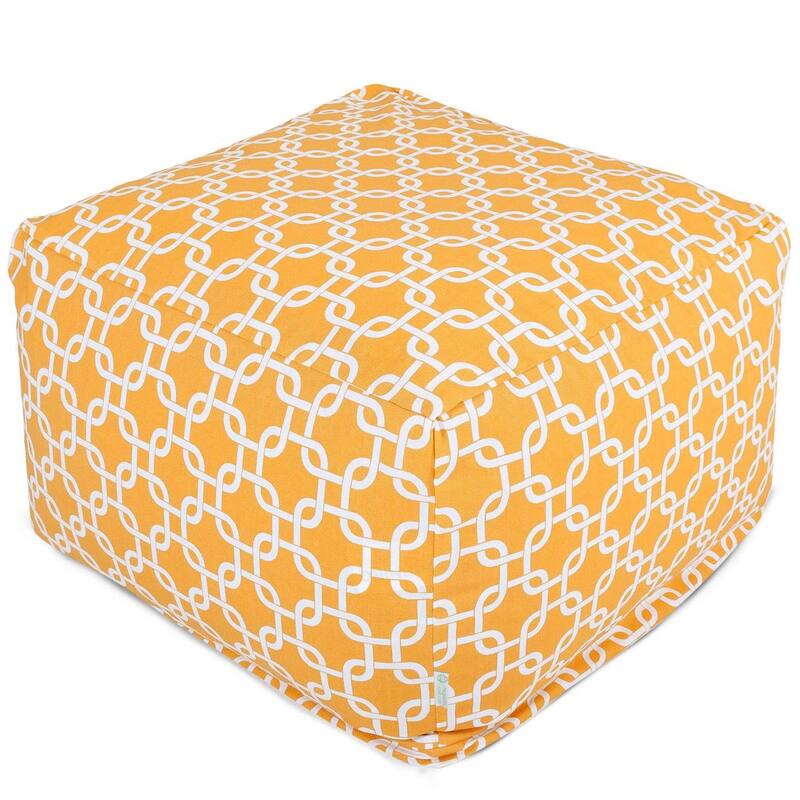 Majestic Home Goods Indoor Outdoor Links Ottoman Pouf 27 in L x 27 in W x 17 in H - Yellow