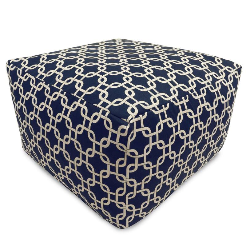 Majestic Home Goods Indoor Outdoor Links Ottoman Pouf 27 in L x 27 in W x 17 in H