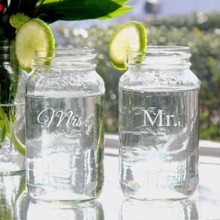 Mr. & Mrs. 26 oz Mason Jars (2) Tumblers