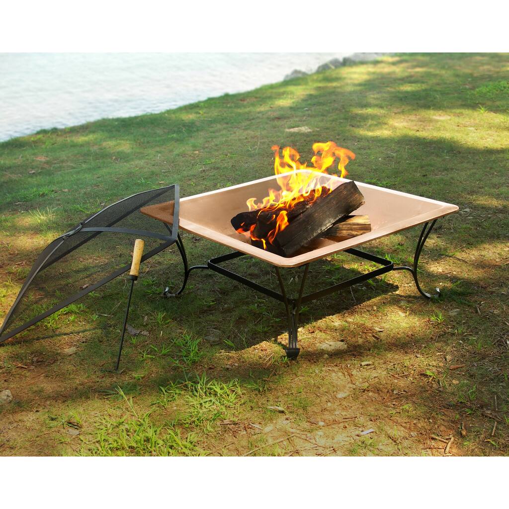 33-inch Square Copper Fire Bowl