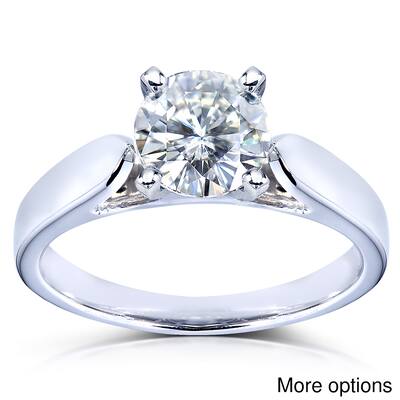 Annello by Kobelli 14k White Gold Round Moissanite Solitaire 4-prong Engagement Ring