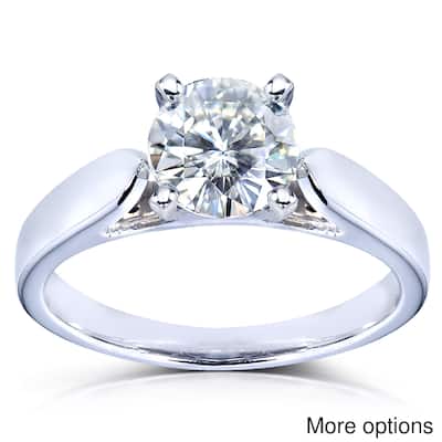 Annello by Kobelli 14k White Gold Round Moissanite Solitaire 4-prong Engagement Ring