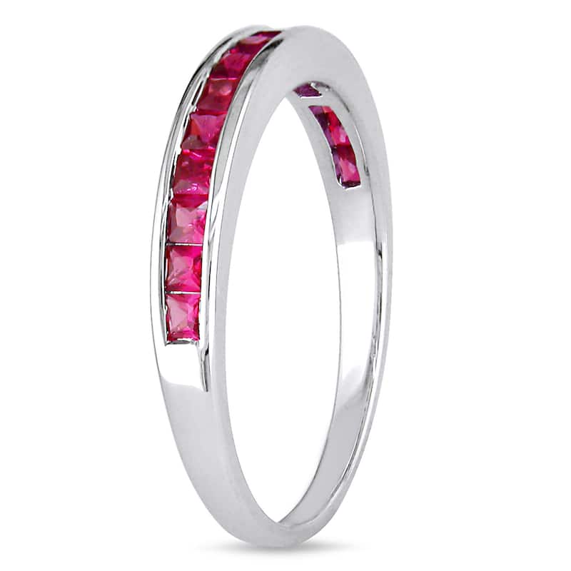 Miadora Sterling Silver Square-cut Gemstone Ring