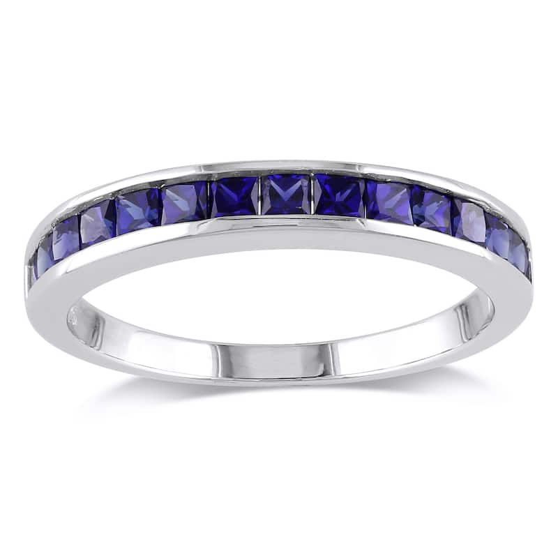 Miadora Sterling Silver Square-cut Gemstone Ring