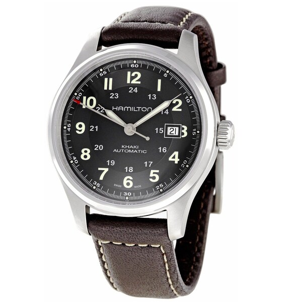 Hamilton Men's 'Khaki' Titanium Black Dial Watch Hamilton Men's Hamilton Watches